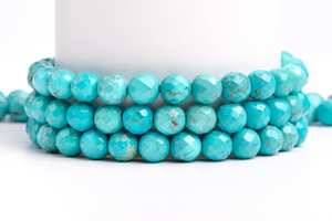 Perles rondes à facettes en pierre précieuse turquoise bleu menthe, pour la fabrication de bijoux, bracelet, collier, artisanat DIY - Product Image 5