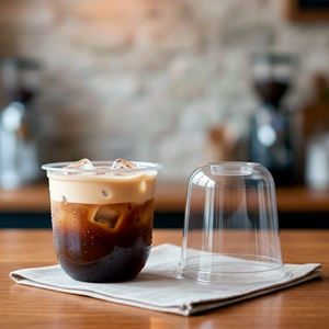 Custom Transparent Eco-Friendly 12 16 22oz Disposable PP Single Wall <b>Plastic</b> <b>Cup</b> Lid 95mm Diameter for Coffee Tea Cold Beverage - Product Image 1