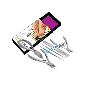 Kit d'outils de podologie 5 pièces pour soins des pieds, pour ongles épais et incarnés, comprenant des pinces à ongles, des coupe-ongles pour incarnations et des coupe-cuticules - Product Image 1