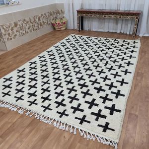 Alfombra marroquí de lana anudada a mano, diseño bordado estilo indio, alfombra persa lavable para uso en interiores y exteriores por ITHL - Product Image 4
