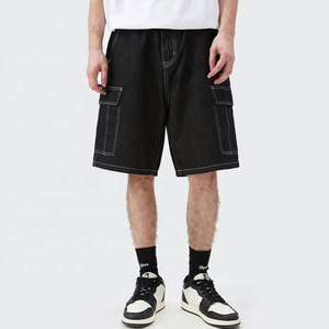 Shorts en jean noir délavé pour homme, coupe décontractée, style streetwear tendance, shorts en jean personnalisés pour homme - Product Image 5