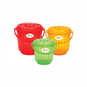 Seau en plastique robuste de 3 litres, uni, avec couvercle, provenant d'Inde, idéal pour le stockage d'eau, qualité alimentaire disponible. - Product Image 3
