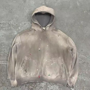 Hoodie court blanc oversize unisexe à motif de points en strass et imprimé pailleté, manches classiques, décontracté, écologique, délavé à l'acide, automne - Product Image 3
