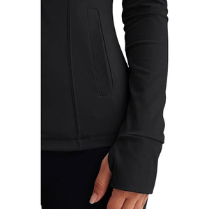 Veste de yoga à col roulé entièrement zippée pour femme ZYLO INDUSTRIES, noir uni, respirante, extensible dans quatre directions, sans couture sur le devant, en spandex/polyester - Product Image 5