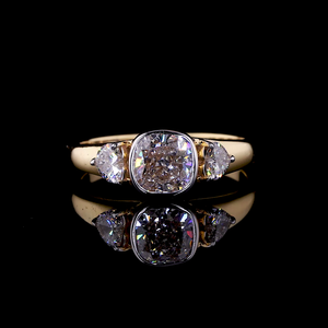 Three Stone <b>Cushion</b> Cut Lab Grown Diamond Engagement Ring - Product Image 1