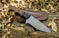 Nouveau couteau de découpe tranchant Skinner fait main en acier Damas de qualité industrielle, pointe tombante, manche en bois de rose et de Pakka, pour extérieur, EDC, OEM