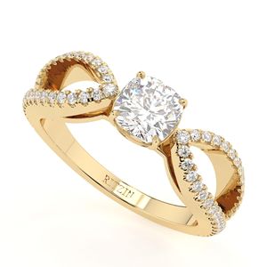 Anillo de aniversario de oro rosa con diamante cultivado en laboratorio de corte cojín y diseño de tallo dividido, estilo encantador para mujer - Product Image 1