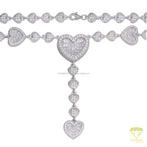 Collier à maillons en forme de cœur en moissanite, pendentif cœur superposé en argent sterling 925, bijoux de luxe tendance pour les acheteurs en gros - Product Image 6