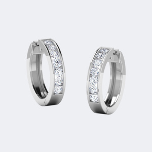 Pendientes de aro anchos tipo Huggie con engaste de canal, de oro de 10k, con circonitas cultivadas en laboratorio de corte brillante redondo de 2.05 CTW, certificados - Product Image 2