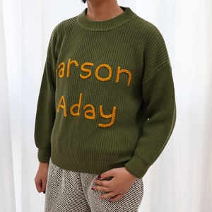 OEM Customizable Men's Knitted <b>Pullover</b> <b>Sweater</b> 100% Cotton Striped Breathable Anti-Wrinkle Quick Dry Winter Casual Style Autumn - Product Image 2
