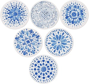 Wholesale Blue Mandola Bone Inlay Absorbent <b>Coasters</b> with <b>Cork</b> Backing Modern Design Handmade 10 CM Diameter From REHMAN CRAFT - Product Image 4