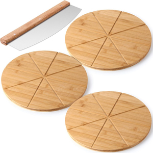 Pala para Pizza Redonda de Madera de Acacia Natural Creativa con Mango, Logotipo Personalizado y Venta al por Mayor Disponible - Product Image 5