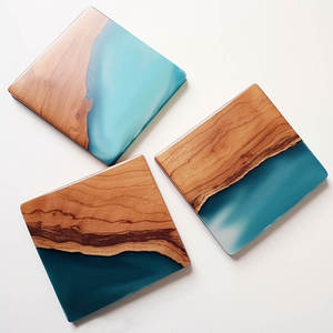 Unique <b>Drink</b> Gifts Custom Brand logo Engraved Wooden Epoxy Resin Wood <b>Coasters</b> - Product Image 3