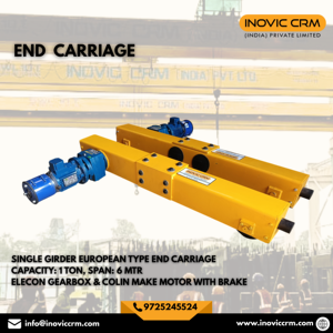 Carro de extremo de tipo europeo de alta resistencia INOVIC CRM para grúas puente monoviga de 1, 2, 3 y 5 toneladas |   Caja de Cambios para Motor - Product Image 1