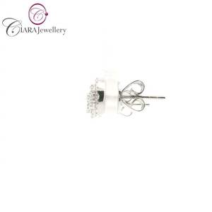 Superventas 18K AU750 Natural G/VS Diamond Halo Cluster Stud Pendientes Color Amarillo Blanco para bodas Aniversarios Regalo OEM - Product Image 2