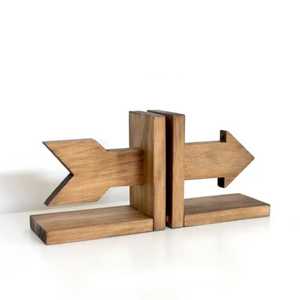 Porte-livres rustiques en bois faits à la main, grain de bois naturel, paire de supports de livres écologiques, artisanat en bois artistique, accessoire pour la maison et le bureau - Product Image 4