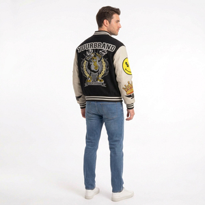 Veste universitaire unisexe en gros, veste Letterman personnalisée, broderie chenille personnalisée pour équipe, patch lettre, usine OEM - Product Image 5