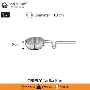 Poêle à tadka en acier inoxydable Triply - Product Image 3