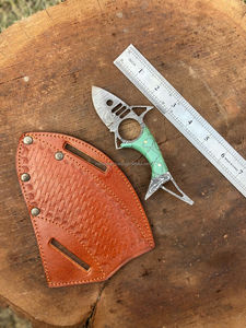 Cuchillo de caza multifunción popular de acero inoxidable de alta calidad con mango Raison y funda de cuero, ideal para bricolaje. - Product Image 6