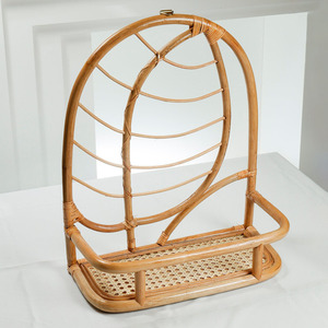 Étagères à livres en forme de feuille en vente, étagère de présentation de livres en bois naturel, bibliothèque en rotin artisanal - Product Image 6