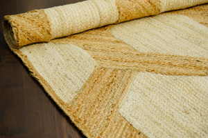 Tapis en jute tressé fait main, motif géométrique en nid d'abeille, décoration naturelle pour salon, fournisseur en gros Inde - Product Image 5