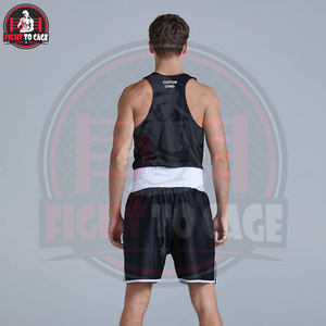 Highest Quality White Black <b>Red</b> Contrast Color Unisex Adult Boxing Martial Arts Wear Premium Product Boxing Trunk & <b>Tank</b> <b>Tops</b> - Product Image 3