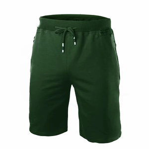 Pantalones Cortos Bermuda para Hombre, Color Verde Sólido, con Cordón Ajustable, Bolsillos, Estilo Casual Tejido, Cintura Media - Product Image 1