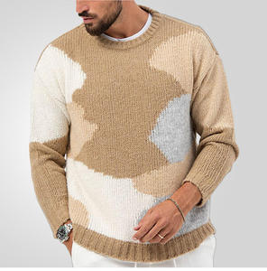 Pull en maille Argyle pour homme, col en V, manches longues, pull d'hiver chaud, doux, respirant, anti-boulochage, pull classique, logo personnalisé - Product Image 6