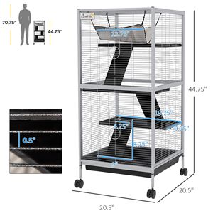 Metal Small Animal 4-Tier <b>Hammock</b> Cage Rolling Big Ferret Chinchilla Sugar Glider Cage with Removable Tray - Product Image 3