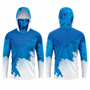 Custom Masked Fishing <b>Hoodie</b> UPF 50 Long Sleeve Fishing Wear <b>UV</b> <b>Protection</b> Quick Dry Hooded Fishing Shirts for Men - Product Image 1