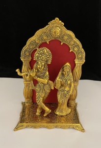 Best Quality Handcrafted Radha Krishna Idol Brass Metal Craft Radha Krishna Standing <b>Statue</b> for Home Decor Return Gift Indian - Product Image 4