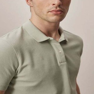Polo à manches courtes pour homme, couleur unie, décontracté, tricoté, boutonné devant, coupe classique, coton piqué respirant - Product Image 5