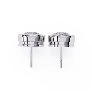 Pendientes de Moissanita de Corte Redondo, 2.5 CT Cada Uno, Plata de Ley 925, Engaste de Bisel, 7x7 mm, Joyería Unisex de Lujo - Product Image 3