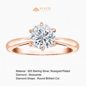 Cut Moissanite Solitaire Ring Rose Gold Plated Prong Setting Women's Engagement Wedding Anniversary Party Luxury Jewelry Gift - Product Image 6