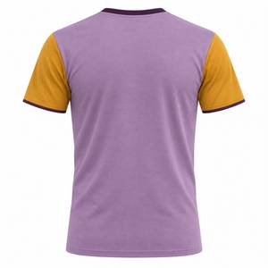 Camiseta Signature para hombre con cuello en V y mangas en contraste dorado, ropa personalizada, corte regular, poliéster transpirable de punto - Product Image 2