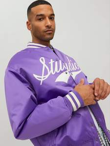 Veste bomber en satin bordeaux 100% polyester personnalisée avec logo/étiquette pour homme - Product Image 3