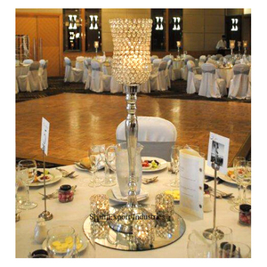 Cristal grand métal ouragans bougeoirs mariage table décorative pièce maîtresse argent ouragans titulaires - Product Image 1