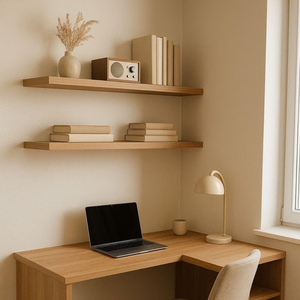 Juego de 2 Estantes Flotantes de Madera Tallada, Estilo Rústico, para Decoración de Sala de Estar o Casa de Campo - Product Image 1