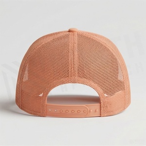 <b>Peach</b> Trucker Cap with Embossed Floral Design Adjustable Mesh Hat for Adults Casual Spring Summer Wear - Product Image 2