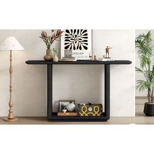 Consolle Mirod Elegante e Minimalista in Legno Naturale Impiallacciato con Angoli Curvi e Base a U per Facile Posizionamento nell'Arredamento Domestico - Product Image 3