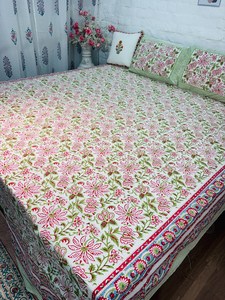 Hand Block Print Cotton Bedsheet Ethnic l Indian <b>Bedding</b> for Home Decor wholesale. - Product Image 3