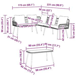Juego de sofás de jardín de ratán sintético negro de 2 piezas con cojín - Product Image 6