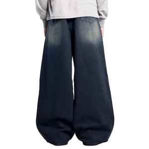 Pantalones Vaqueros de Mezclilla Holgados con Logotipo Personalizado para Hombre, Pantalones Vaqueros Deslavados con Efecto Ácido Vintage para Hombre - Product Image 4