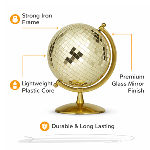 Globo terráqueo de escritorio de hierro, plástico y vidrio |   Globo Terráqueo Decorativo para Mesa de Oficina |   Globo Terráqueo Educativo Moderno para Decoración del Hogar u Oficina - Product Image 5