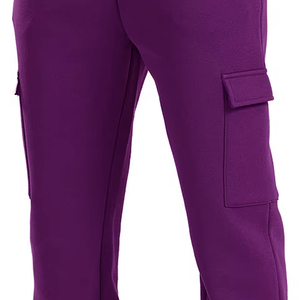 กางเกงวอร์มเอวสูงทรงสบาย ดีไซน์เฉพาะตัวสำหรับผู้หญิง ผ้าฟลีซเนื้อนุ่ม สวมใส่สบาย เหมาะสำหรับเล่นกีฬา มีกระเป๋าหลายช่อง - Product Image 2