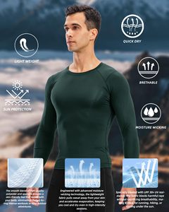 Men MMA Rash Guard Compression Shirt Crew Neck <b>Long</b> <b>Sleeve</b> Athletic <b>Base</b> <b>Layer</b> Rash Guard For Gym Training Running Cycling Top - Product Image 6