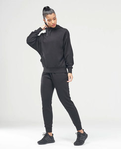 ชุดวอร์มผ้าฝ้ายแบบมีฮู้ดของผู้หญิงชุดวอร์มสั้นผ้าฟลีซระบายอากาศได้พิมพ์ข้อความชุดเล่นกีฬาฤดูใบไม้ร่วงล่าสุด - Product Image 1