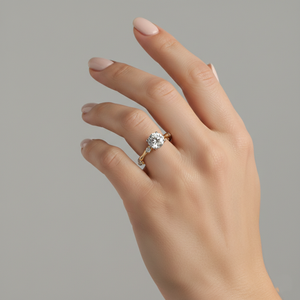 แหวนหมั้นเพชรสร้างในห้องปฏิบัติการ Stonewels ทอง 14K ทรงเหลี่ยม ประดับเพชรรอบด้านแบบซ่อน พร้อมตัวเรือนแบบ Prong Set สำหรับเครื่องประดับสั่งทำที่ได้รับการรับรอง - Product Image 5