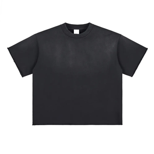 Men's Oversized Crew Neck Short Sleeve Heavyweight Vintage Boxy Fit Shirt Distressed Texture Soft Fabric Multi Season Daily - Product Image 3