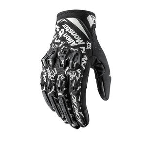Black Insulated Polyester Motocross Riding <b>Gloves</b> Full Finger Protective Breathable Non Slip Pull Motorcycle Outdoor Cycling - Product Image 1